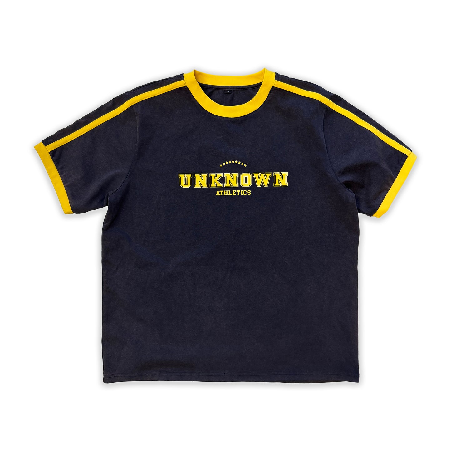 SAMPLE STRIPED COLLEGE TEE - NAVY