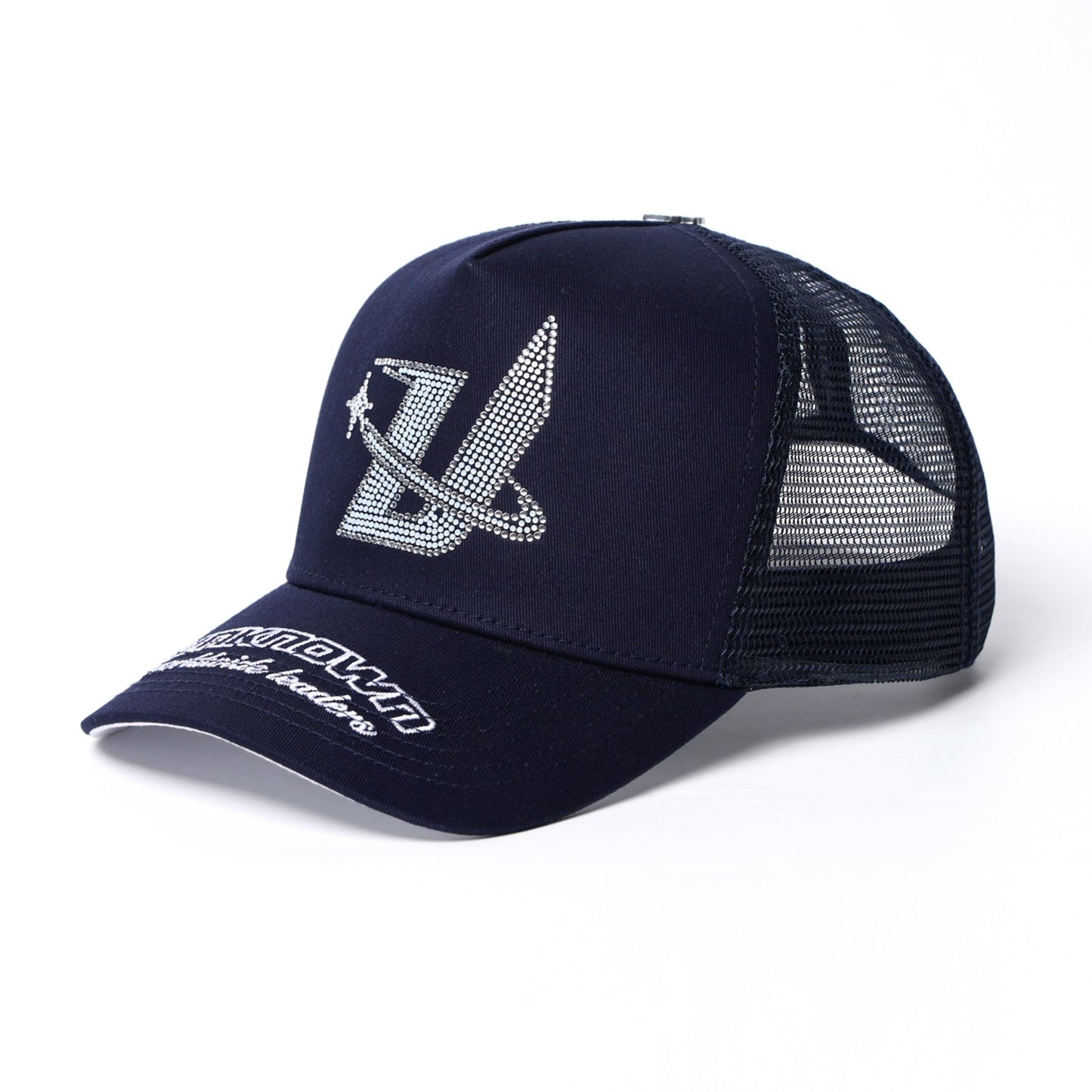 Navy Rhinestone U Cap