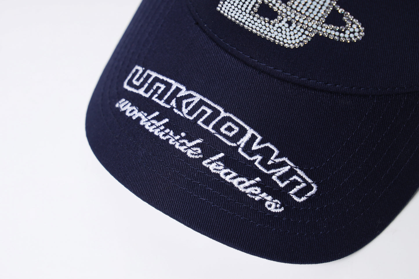 Navy Rhinestone U Cap