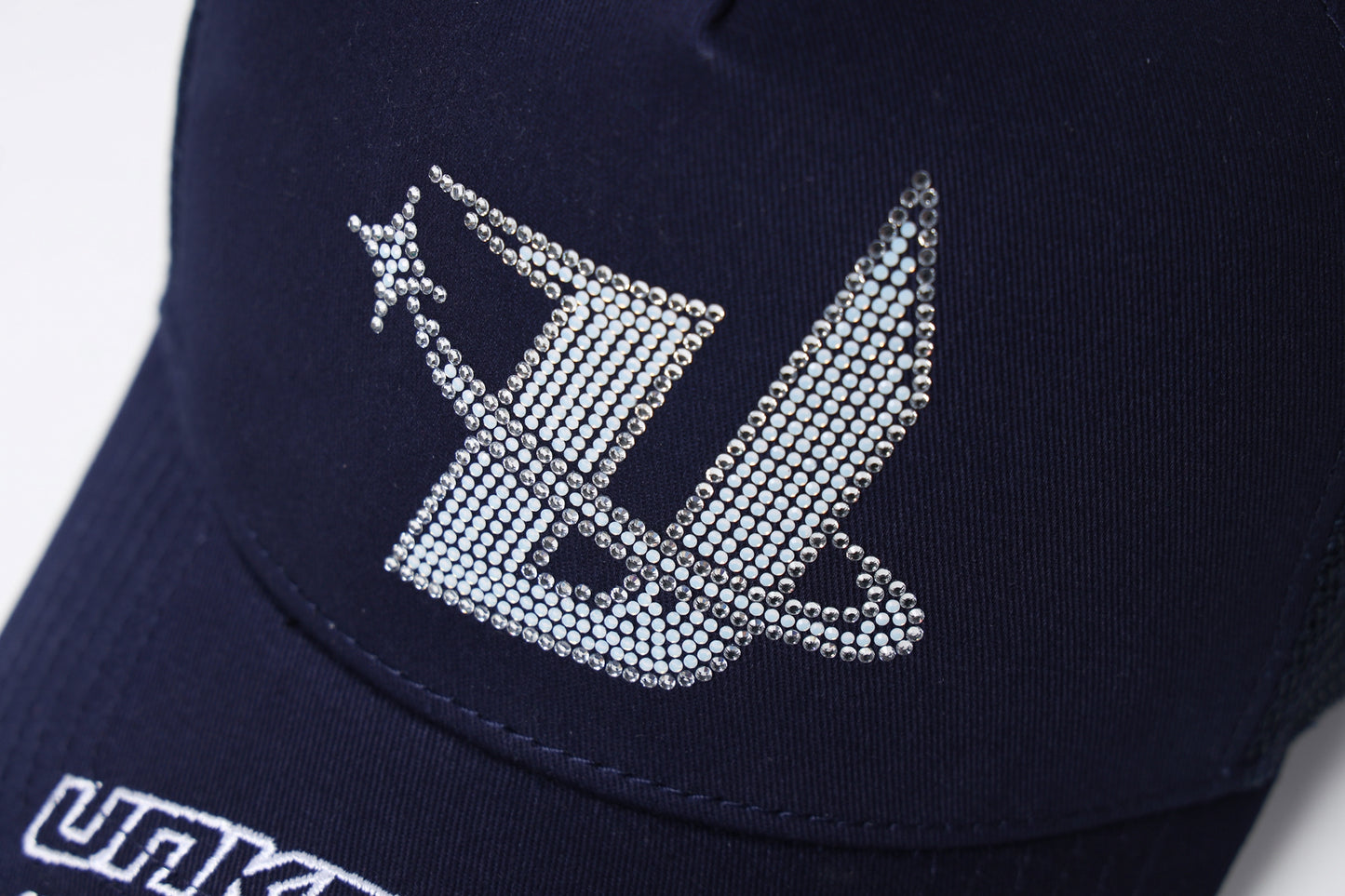 Navy Rhinestone U Cap