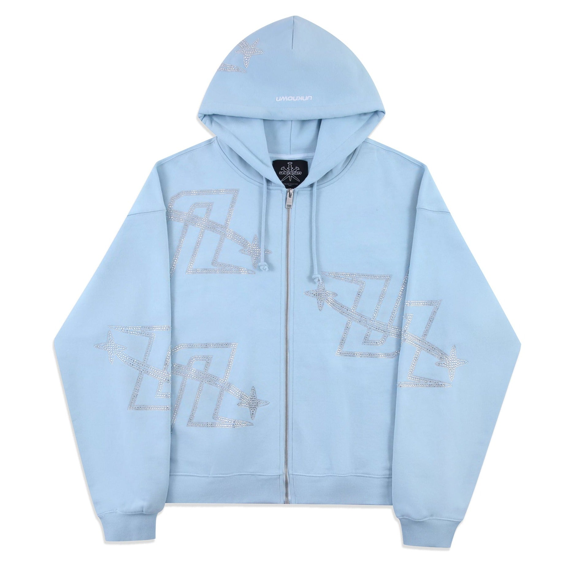 BLUE LOGO RHINESTONE HOODIE – Unknown London