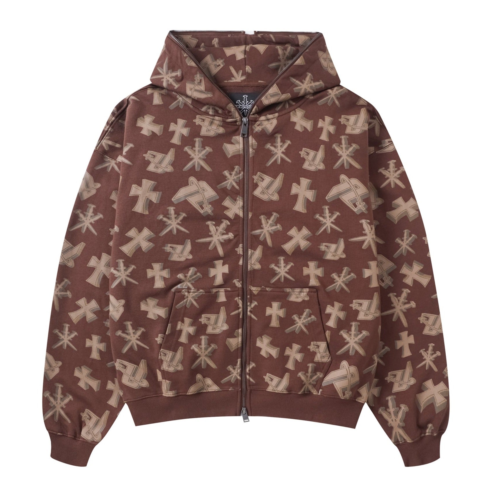 FULL ZIP HOODIE BROWN