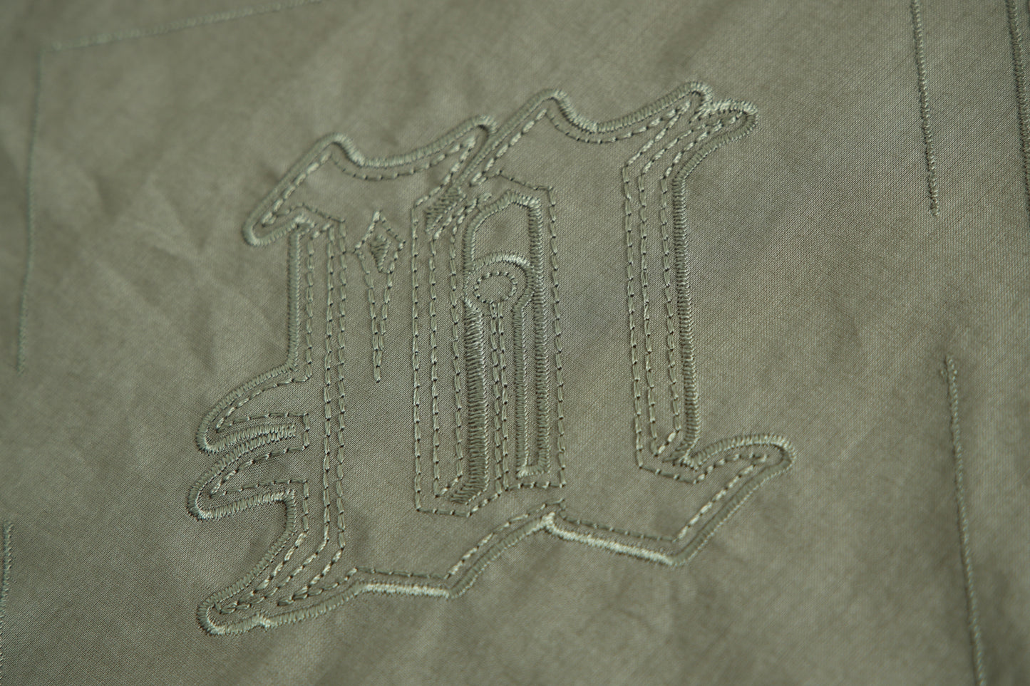 KHAKI EMBROIDERED CUBAN SHIRT