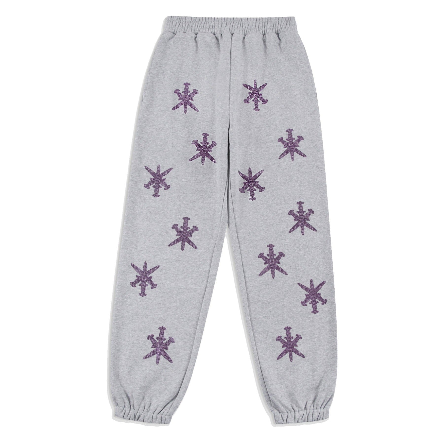 GREY PURPLE RHINESTONE JOGGERS – Unknown London