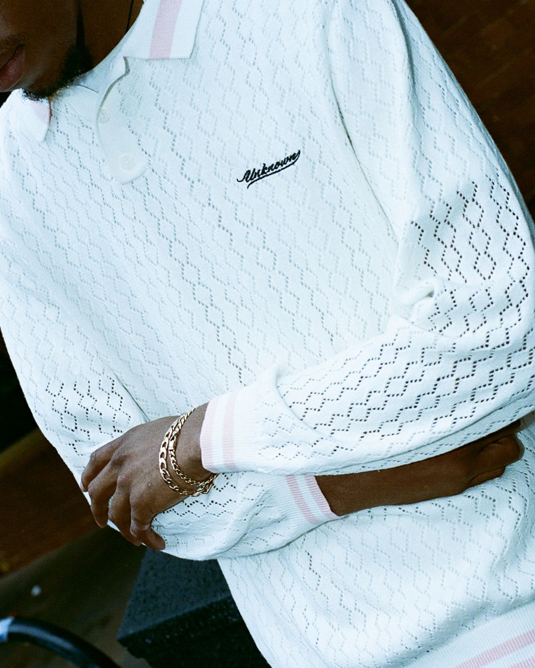 SAMPLE WHITE / PINK KNIT POLO