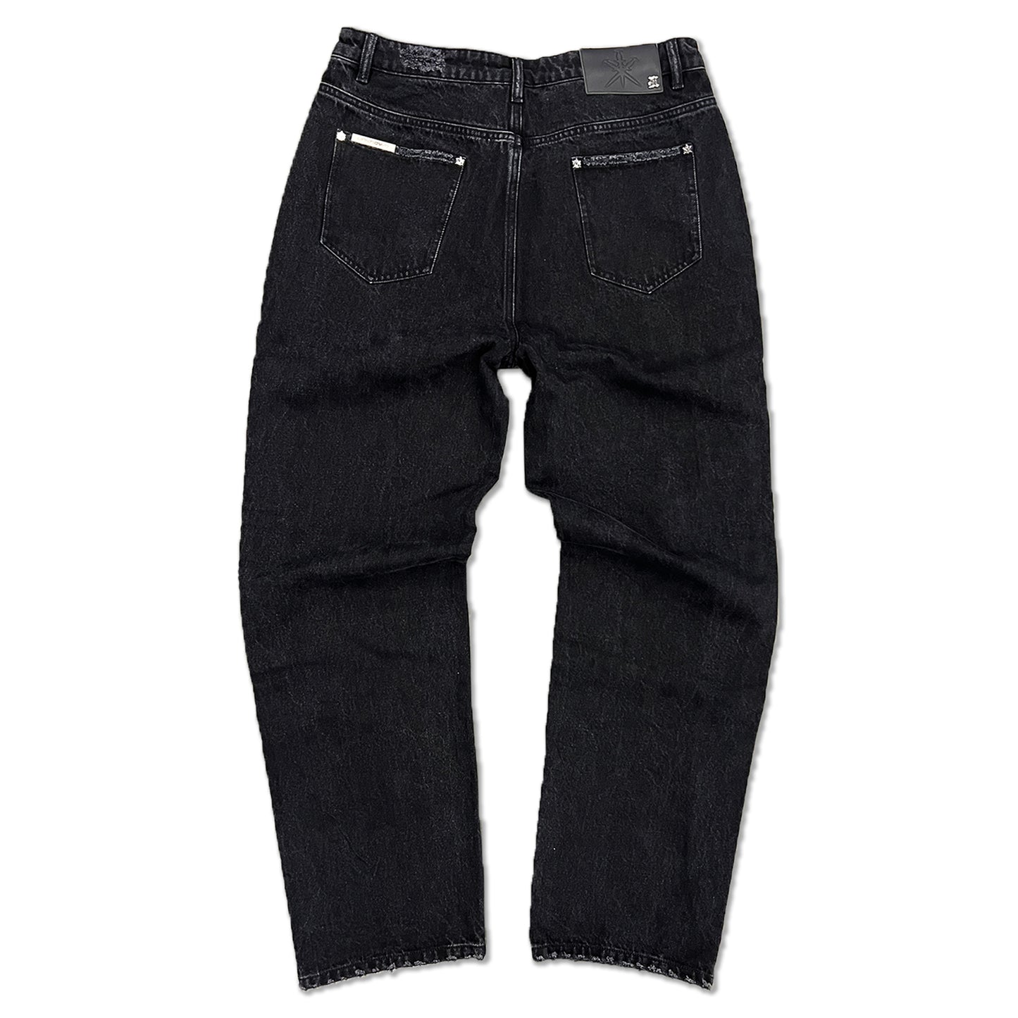 BLACK ZIP BAGGY DENIM