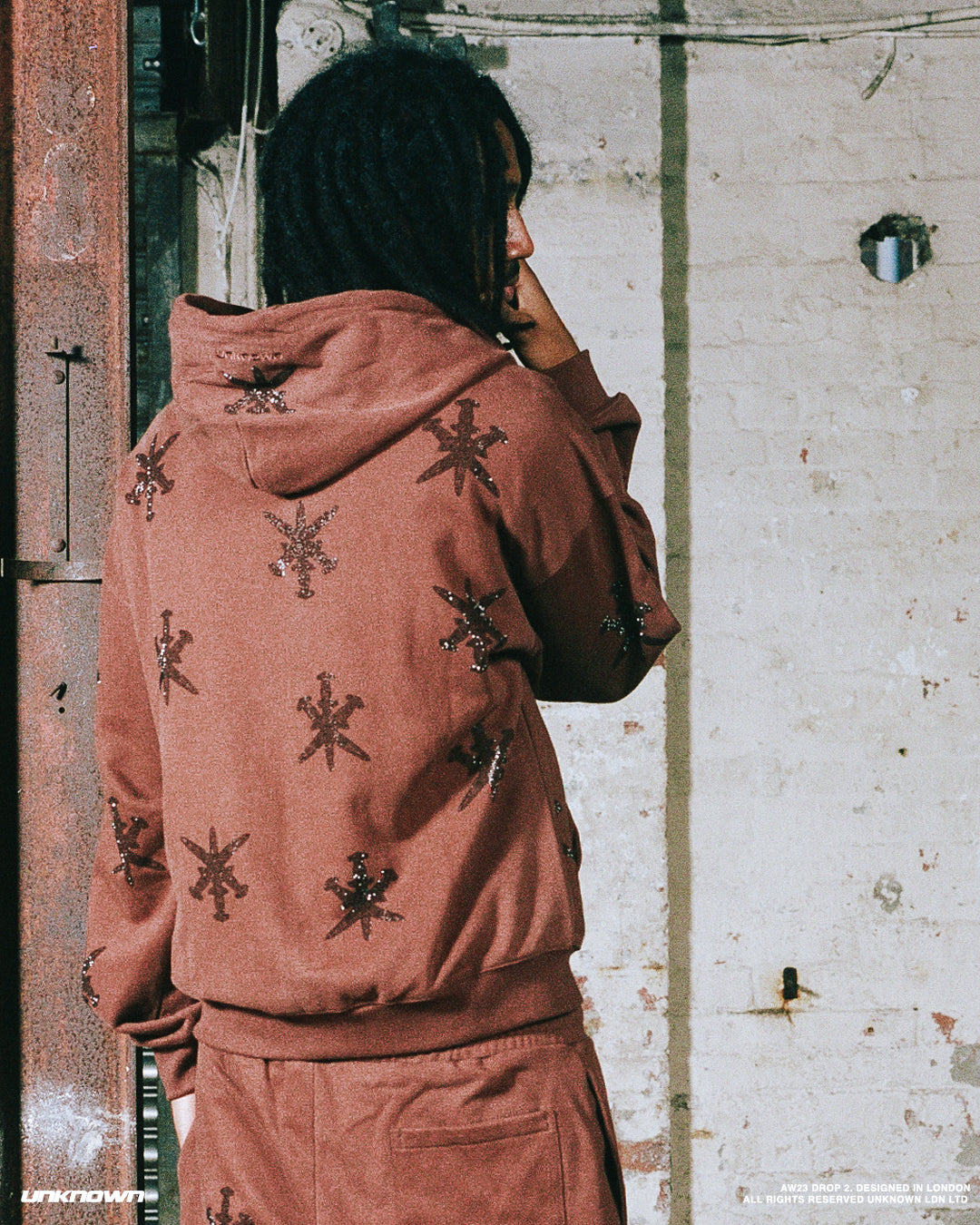 BROWN RHINESTONE HOODIE