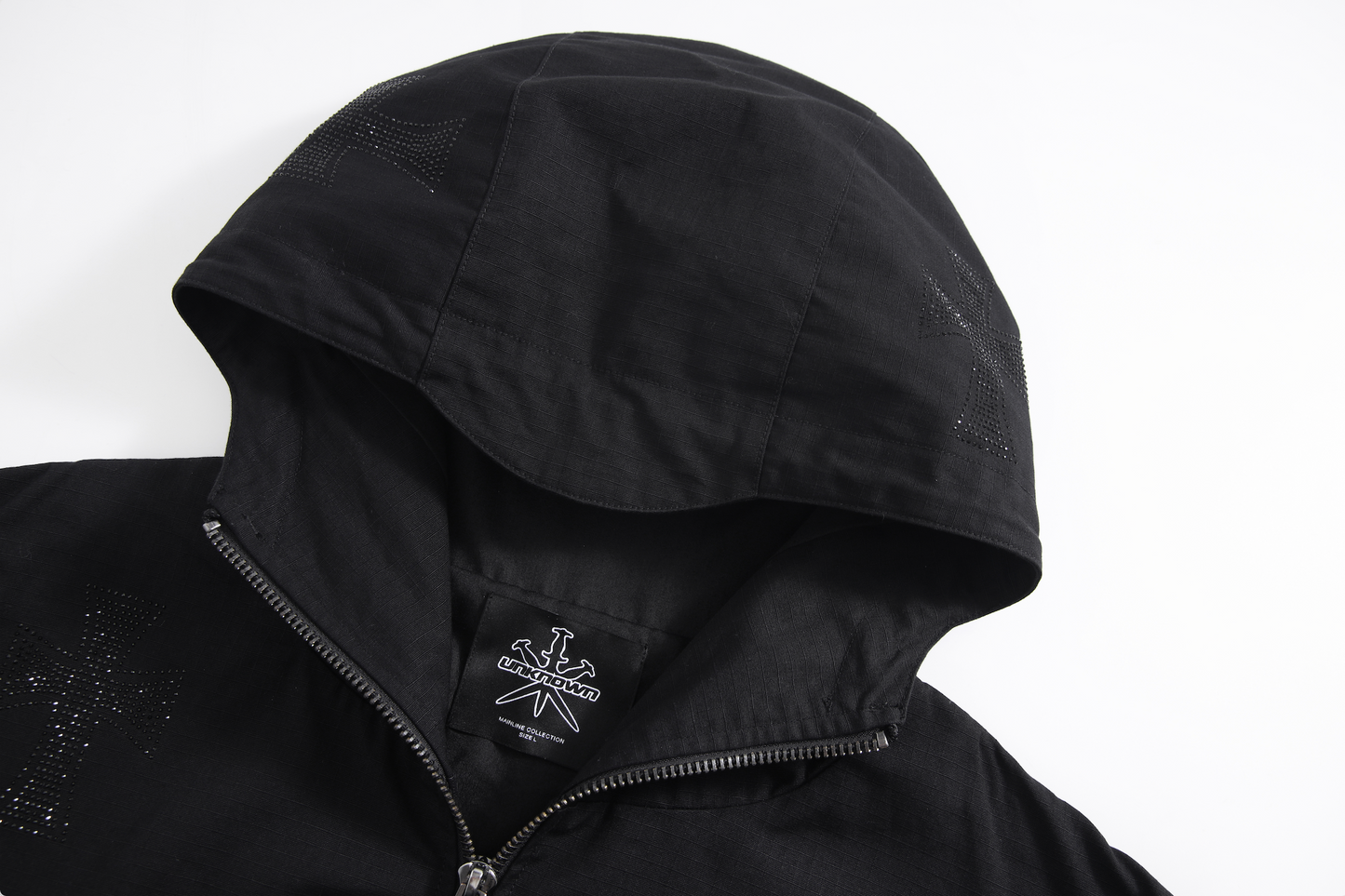 BLACK RHINESTONE CARGO JACKET