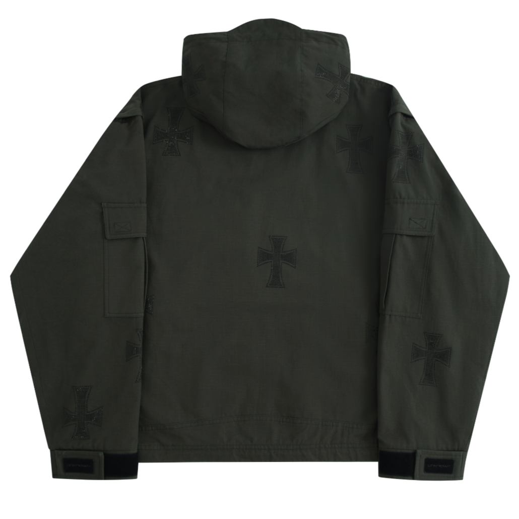 GREEN RIPSTOP RHINESTONE JACKET