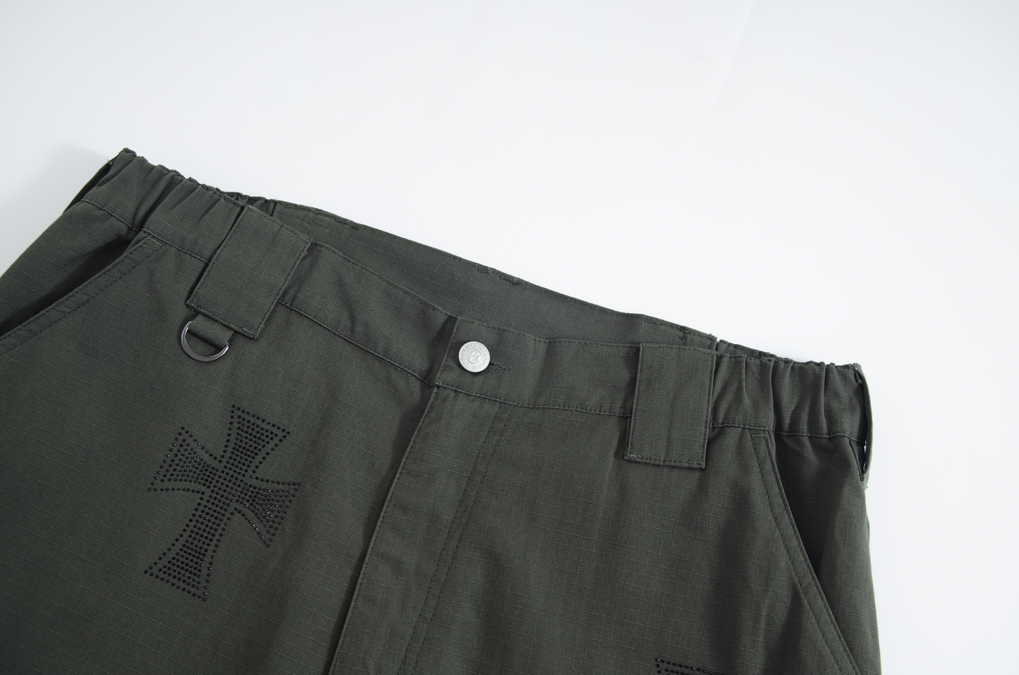 GREEN RHINESTONE CARGO PANTS