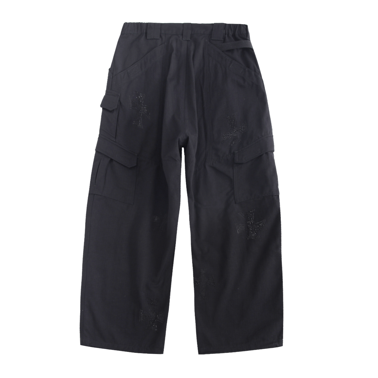 BLACK RHINESTONE CARGO PANTS