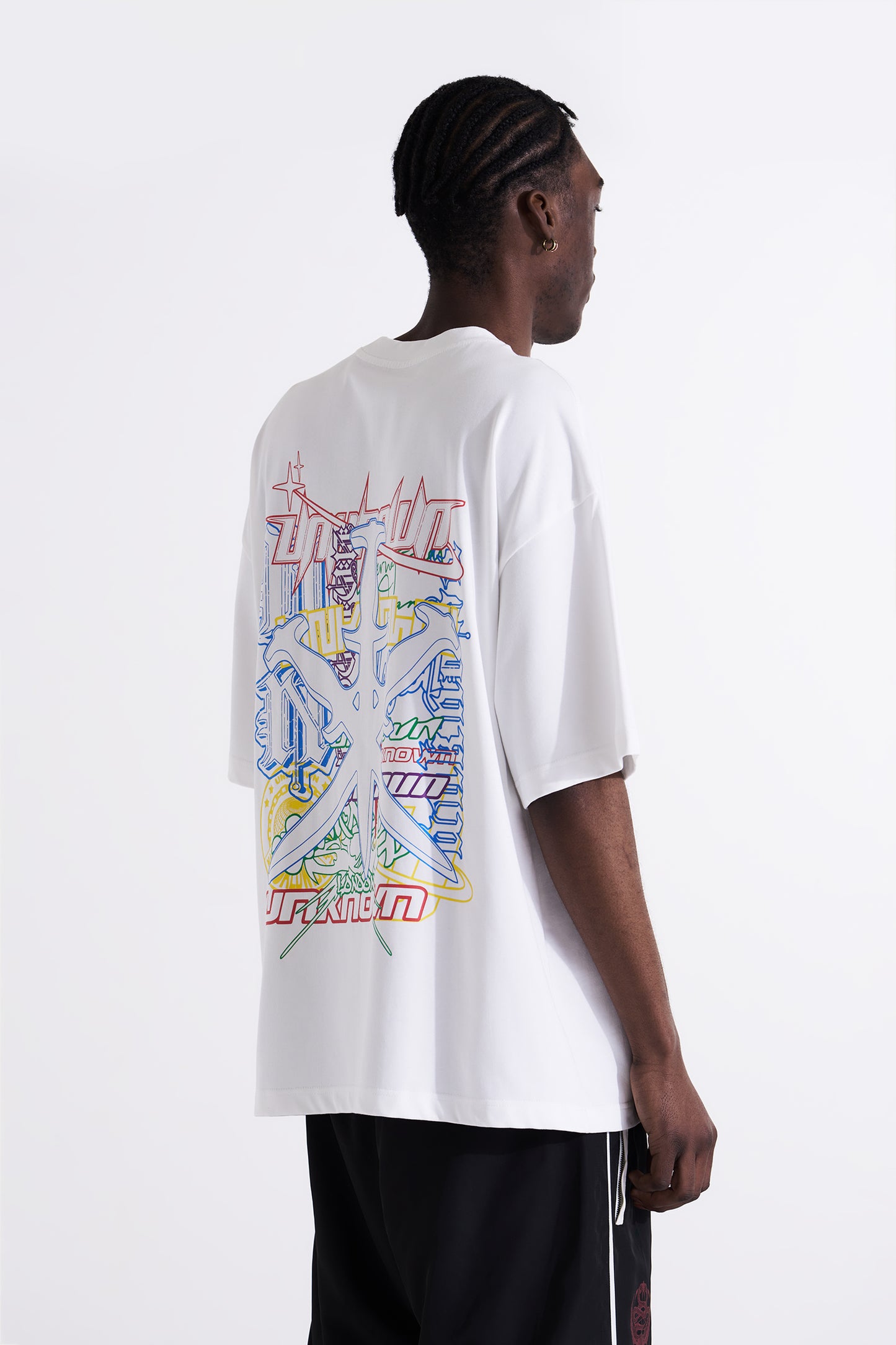 WHITE MULTI LOGO GRAPHIC TEE
