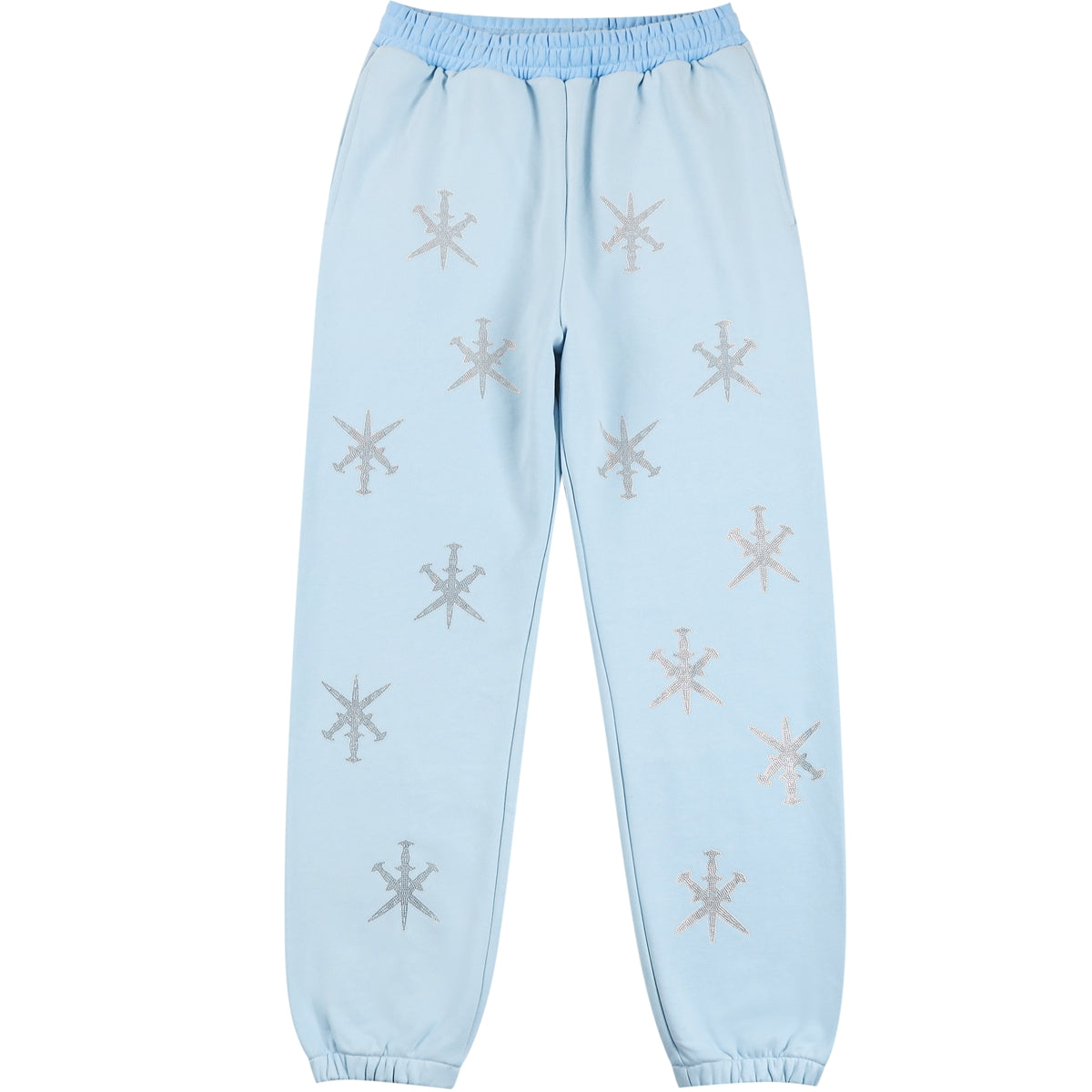 Panelled Blue Rhinestone Joggers – Unknown London