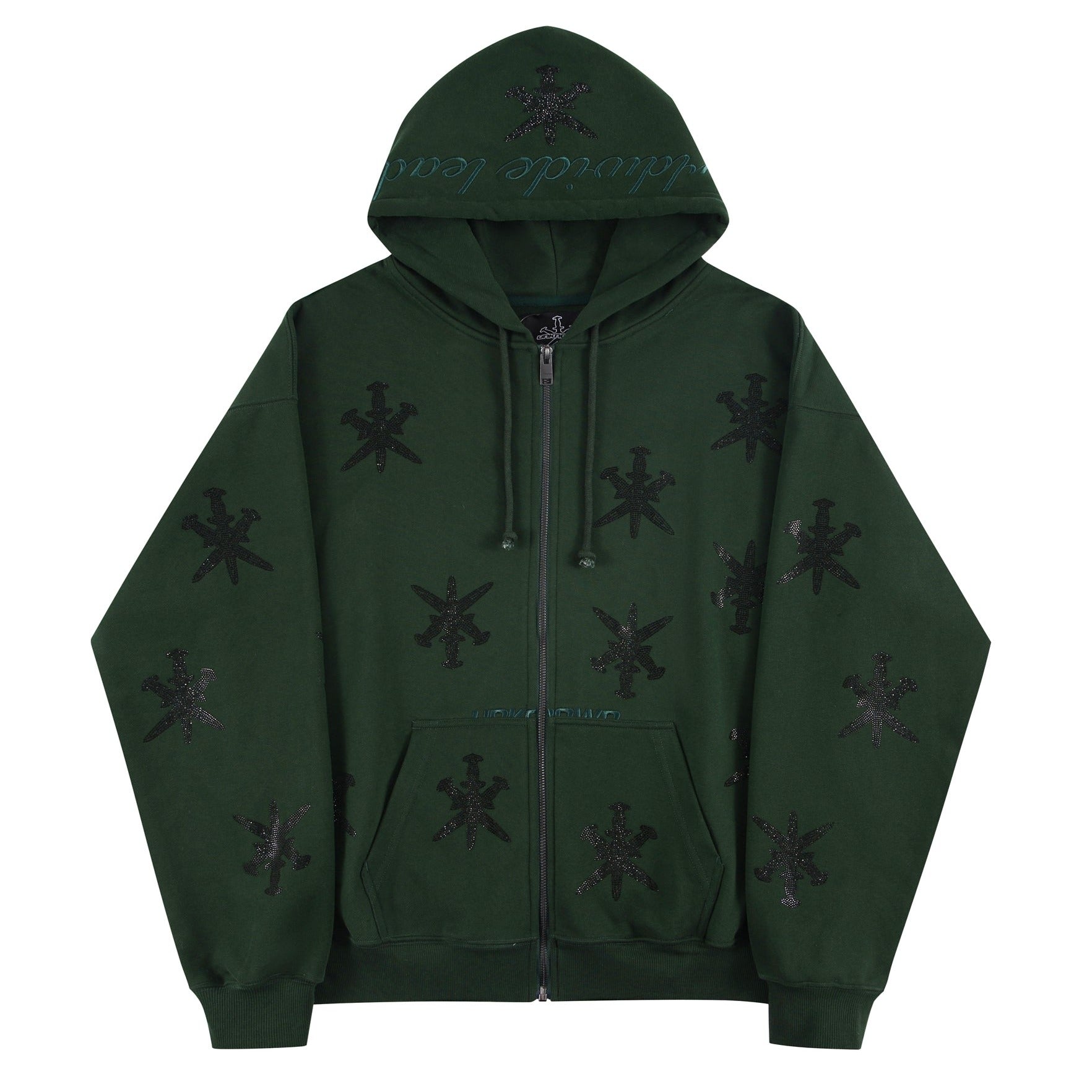 Unknown London GREEN RHINESTONE HOODIE | www.innoveering.net