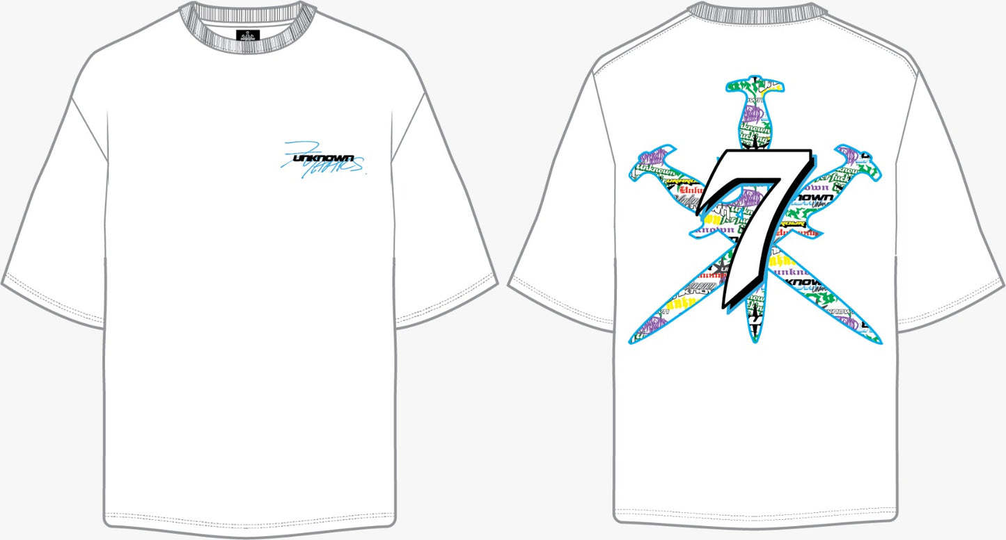 WHITE 7TH ANNIVERSARY GRAPHIC TEE