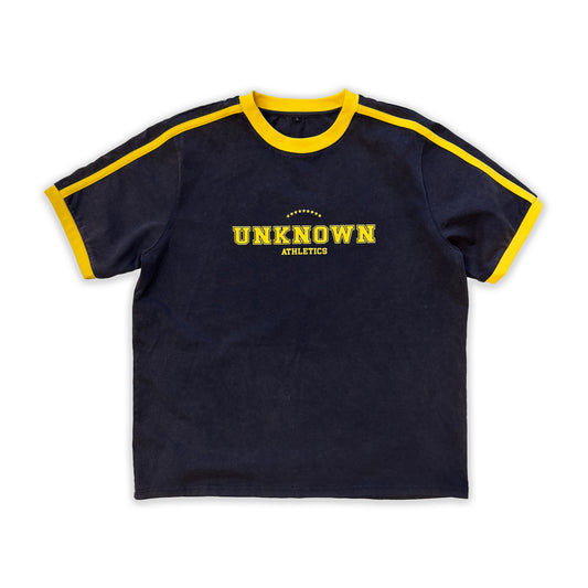 SAMPLE STRIPED COLLEGE TEE - NAVY