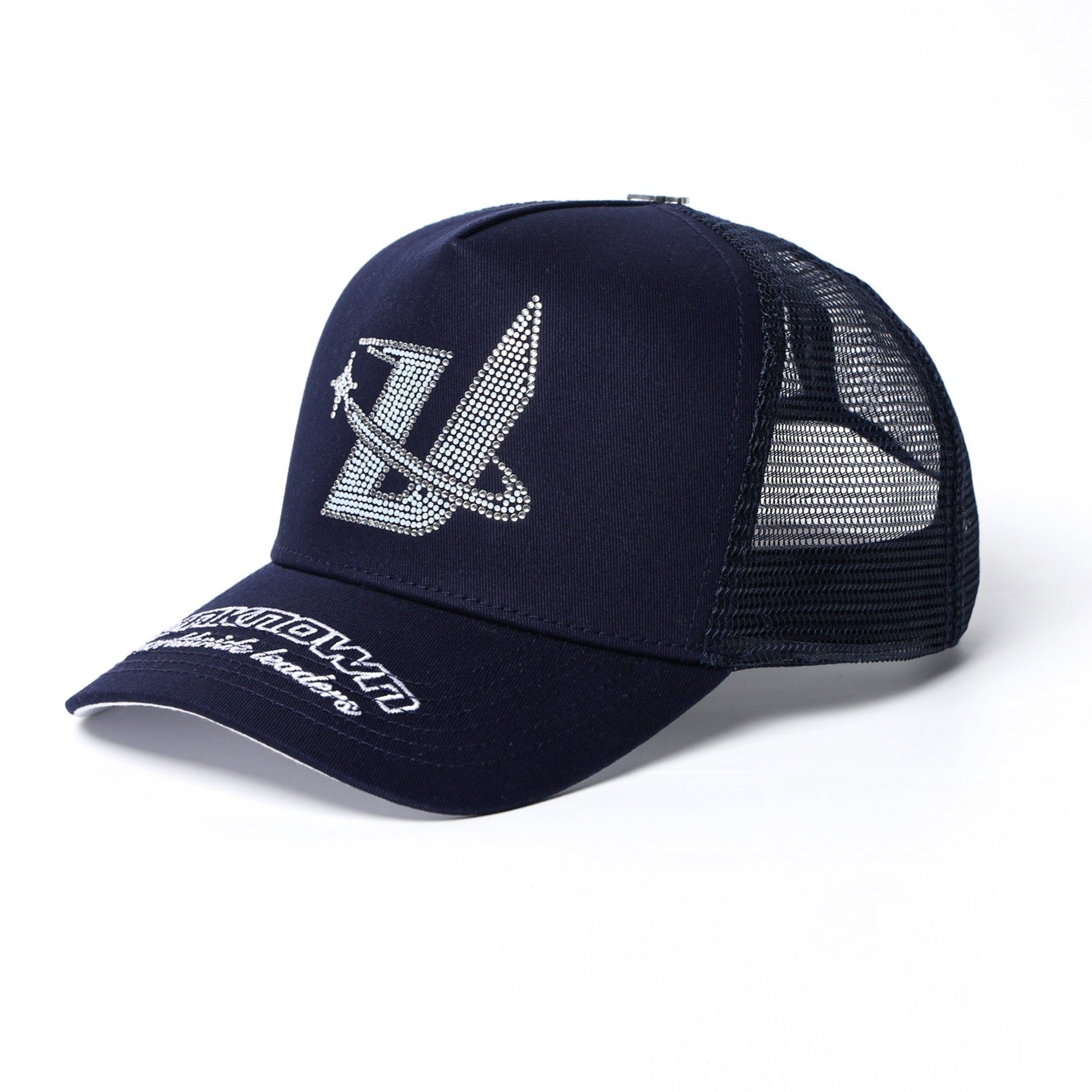 Navy Rhinestone U Cap