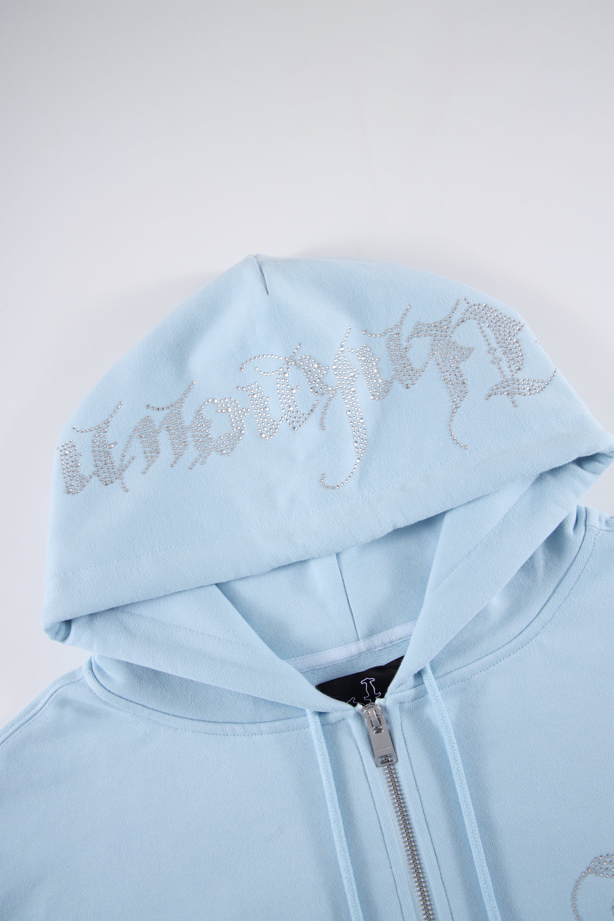 BABY BLUE RHINESTONE ZIP – Unknown London