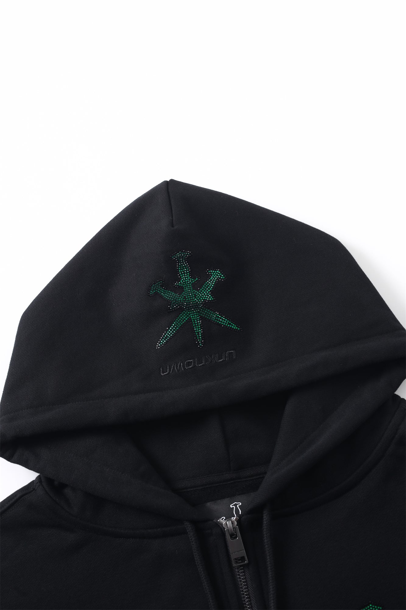 BLACK / GREEN RHINESTONE HOODIE