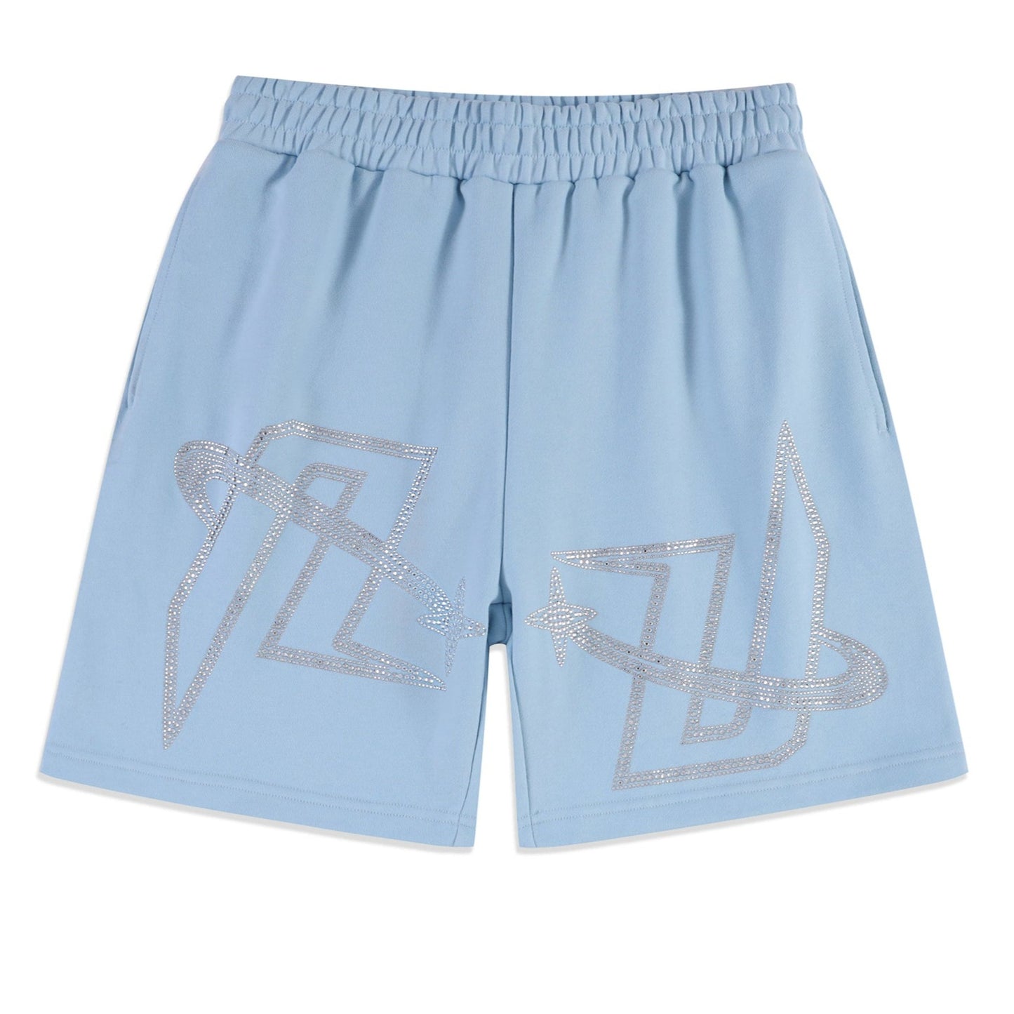 BLUE LOGO RHINESTONE SHORTS