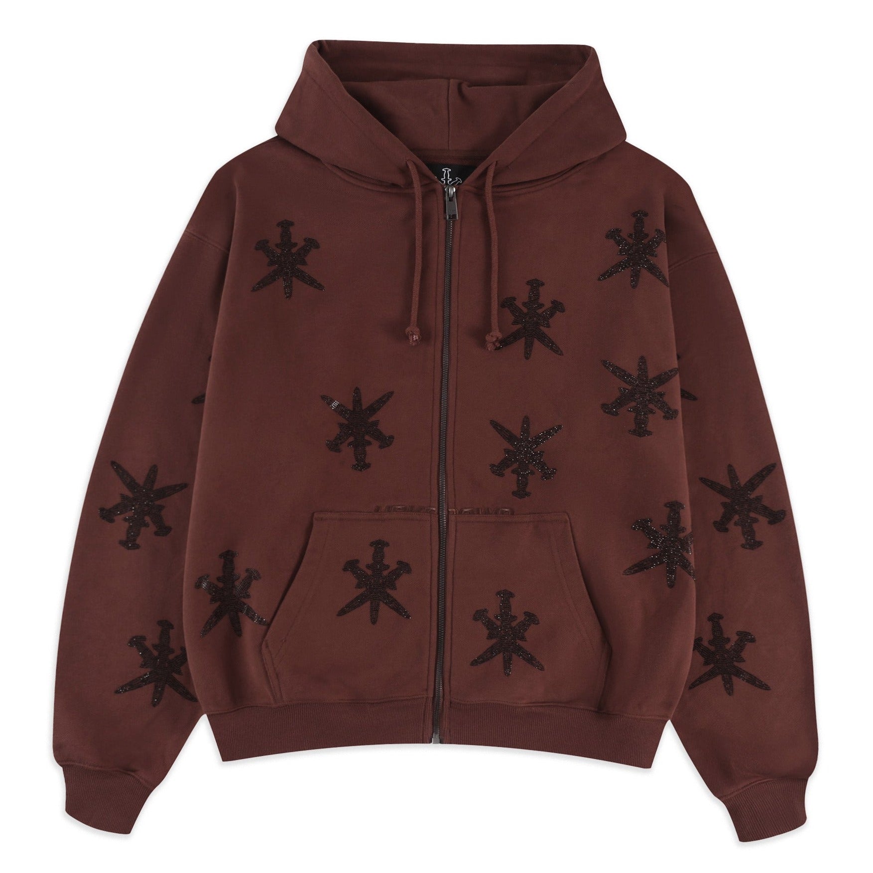 BROWN RHINESTONE HOODIE