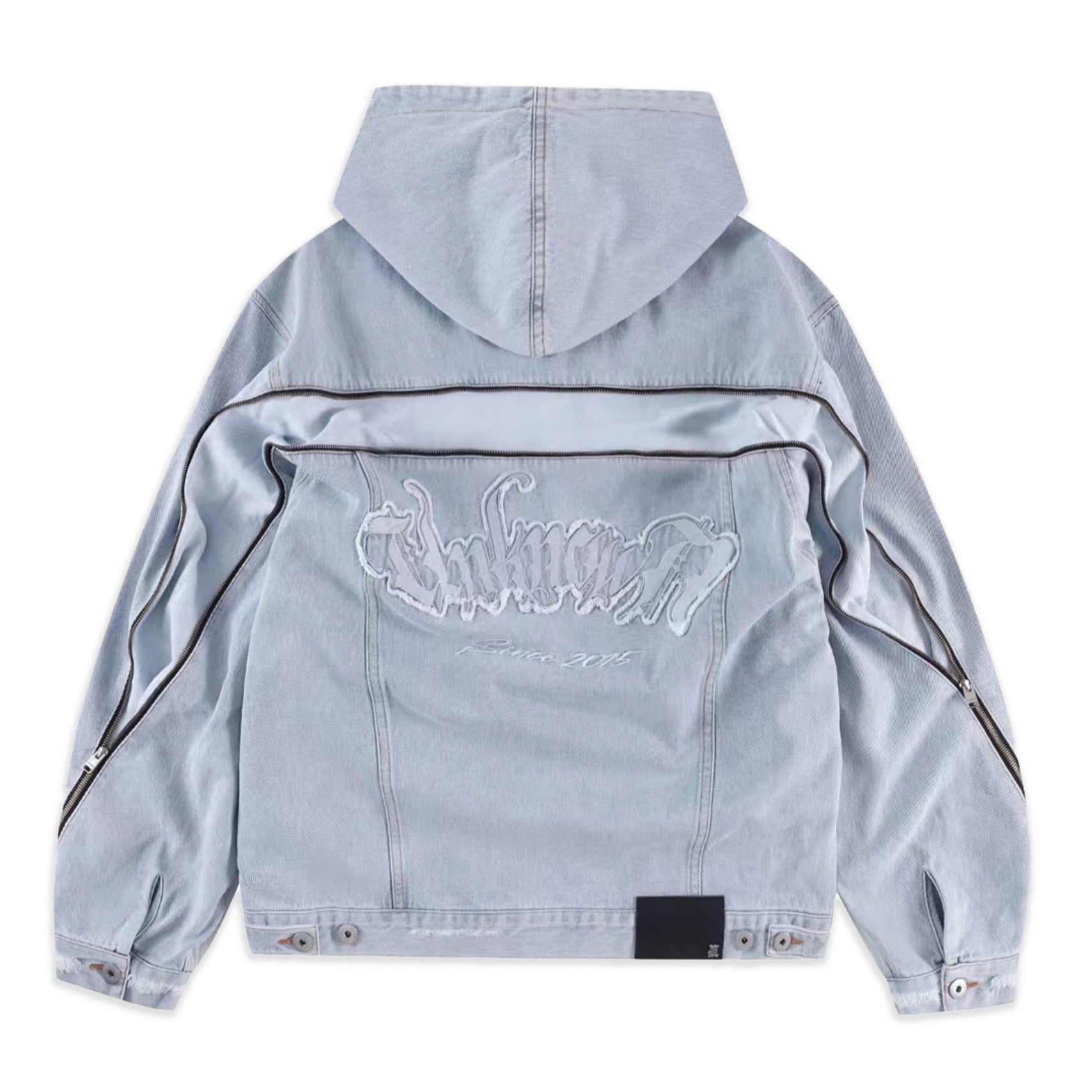 BLEACHED ZIP HOOD DENIM JACKET