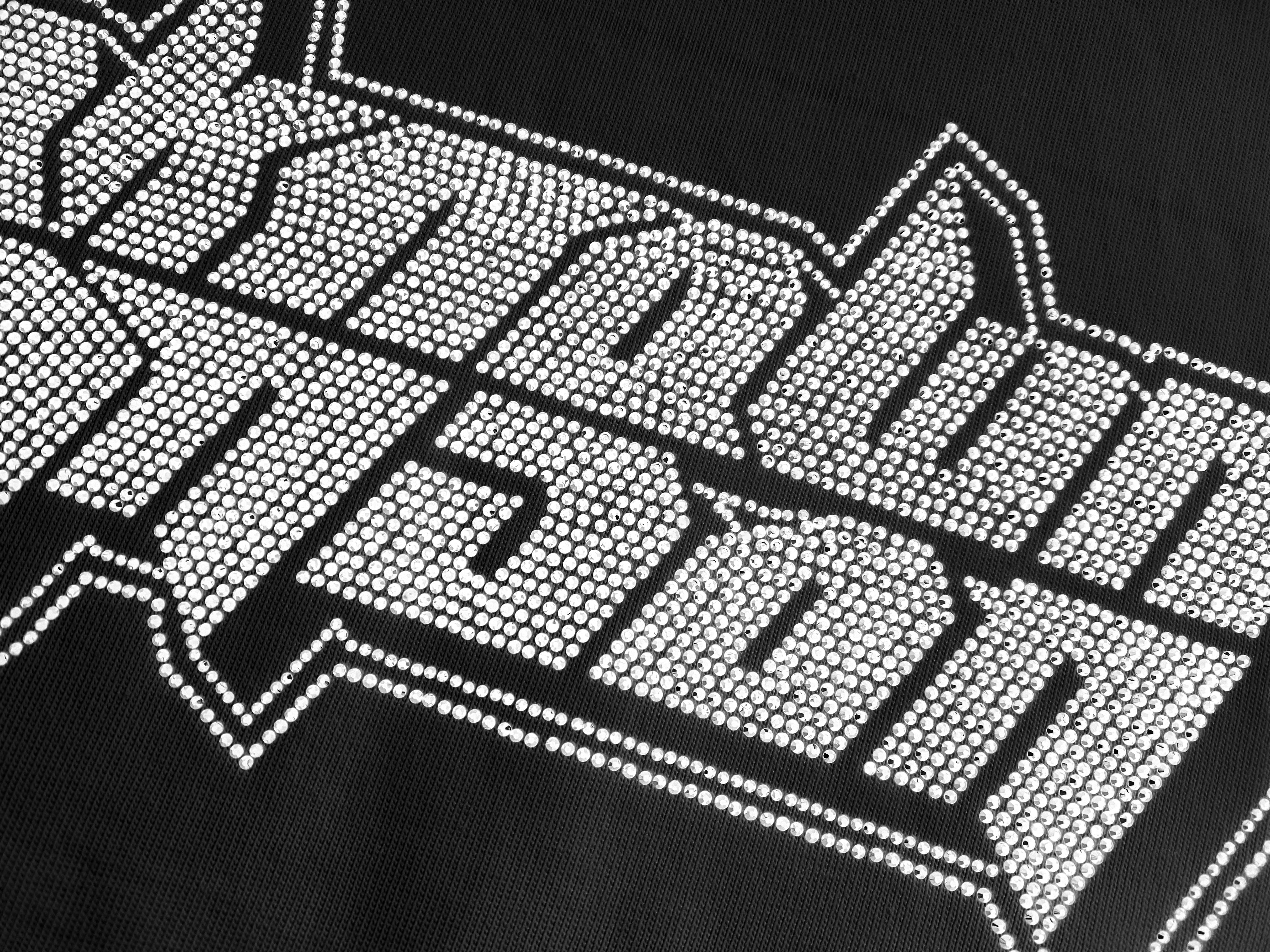 RETRO LOGO RHINESTONE TEE - BLACK – Unknown London