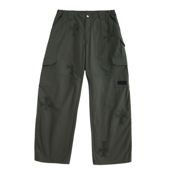 GREEN RHINESTONE CARGO PANTS – Unknown London