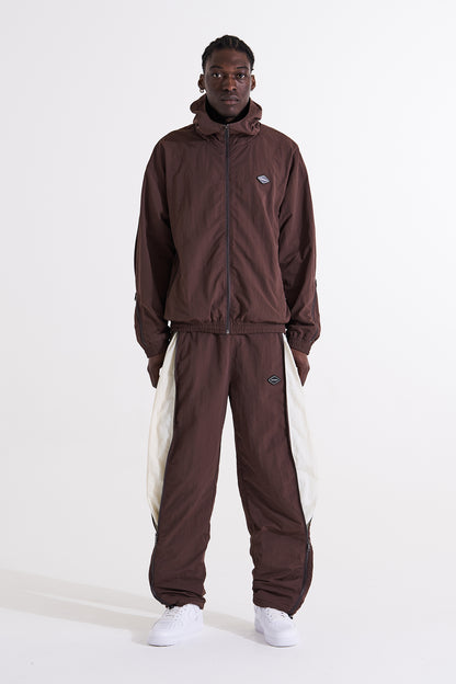 BROWN ZIP TRACK PANTS