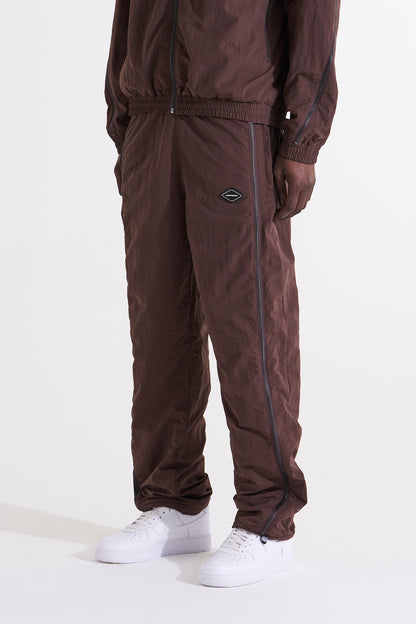 BROWN ZIP TRACK PANTS