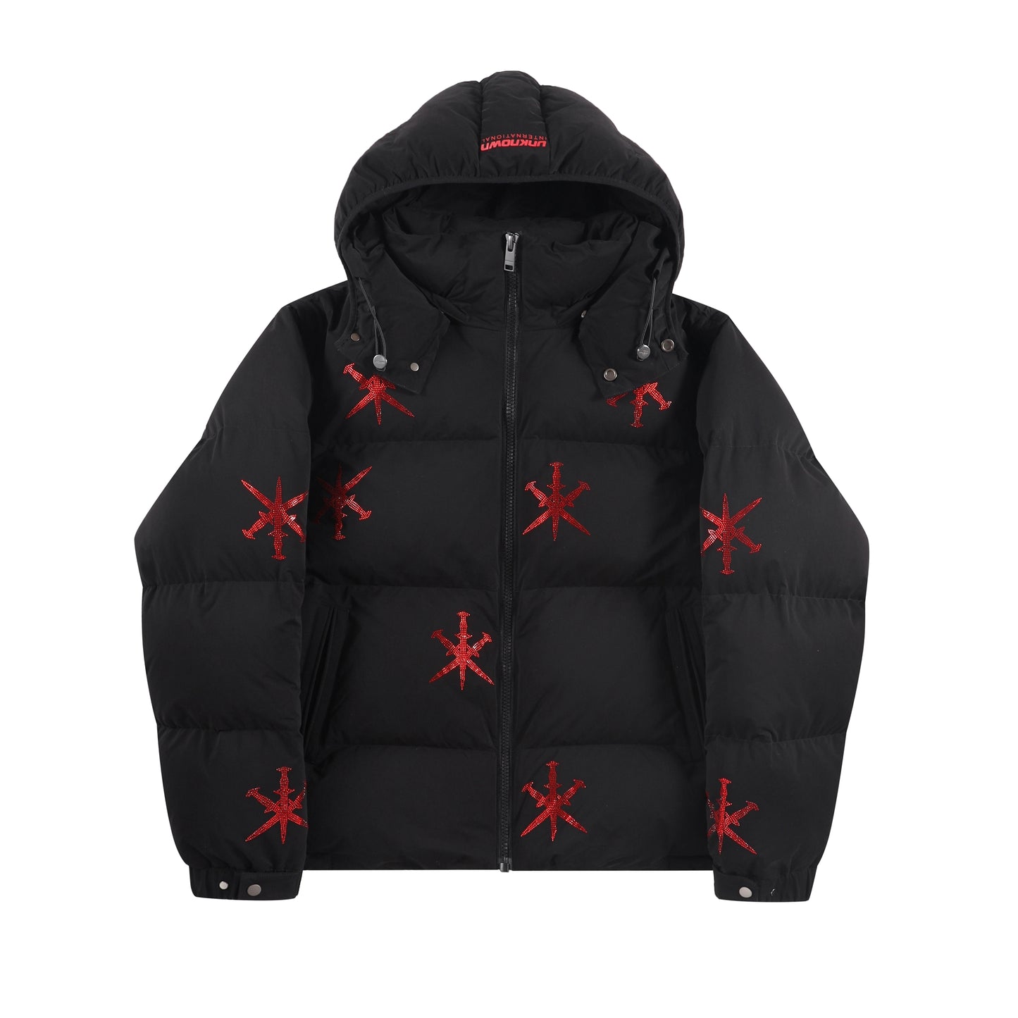 SAMPLE BLACK/RED RHINESTONE PUFFER