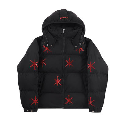 SAMPLE BLACK/RED RHINESTONE PUFFER