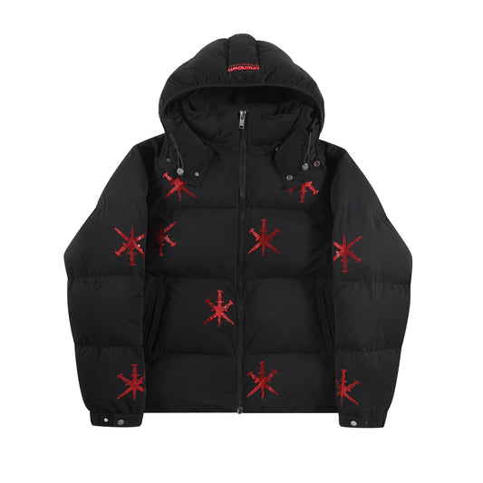 SAMPLE BLACK/RED RHINESTONE PUFFER