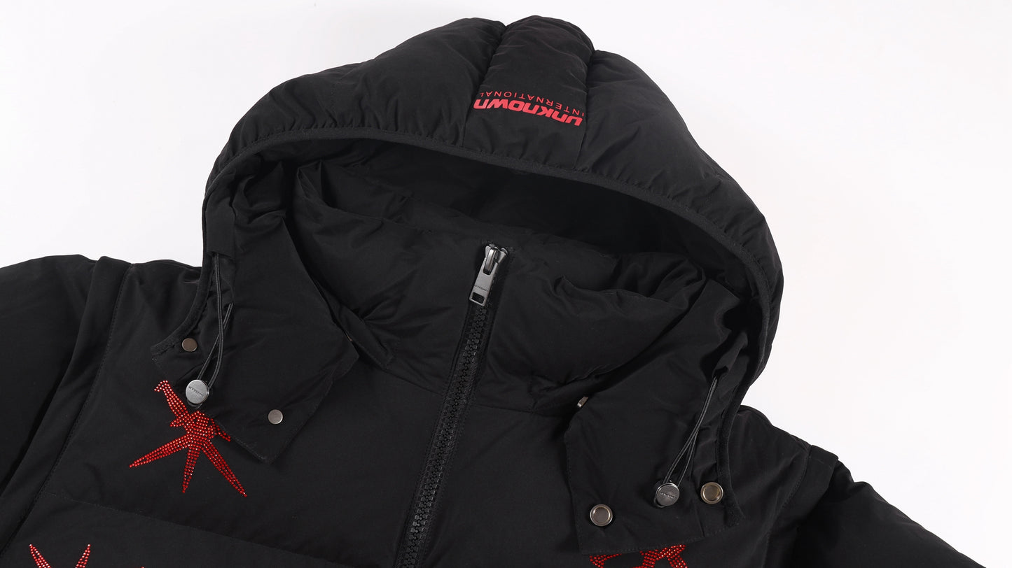 SAMPLE BLACK/RED RHINESTONE PUFFER