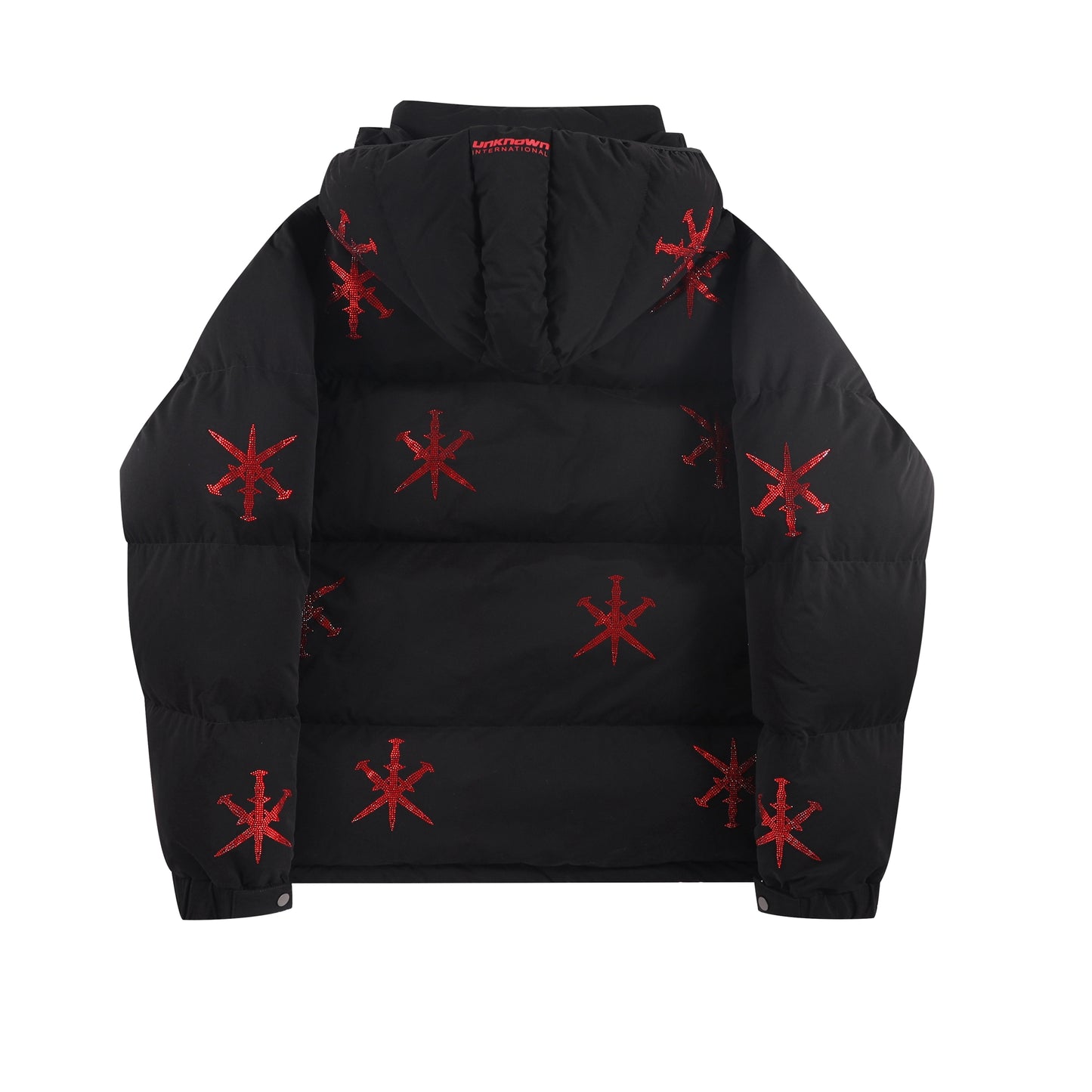 SAMPLE BLACK/RED RHINESTONE PUFFER