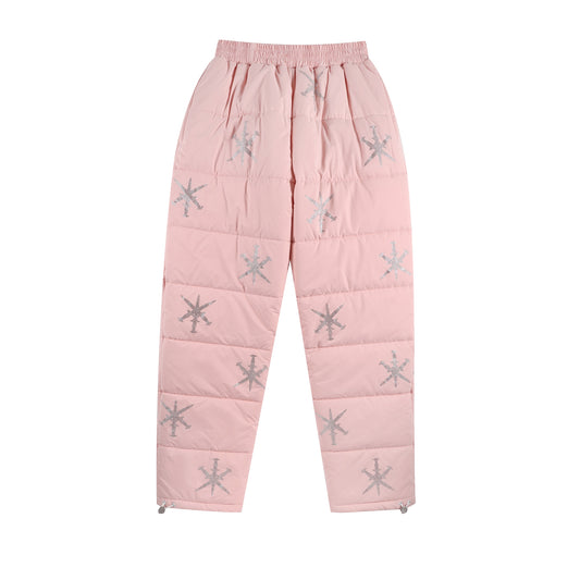 PINK PADDED RHINESTONE PANTS