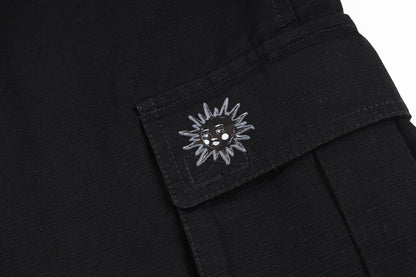 SAMPLE ZIP OFF EMBROIDERED CARGOS - BLACK