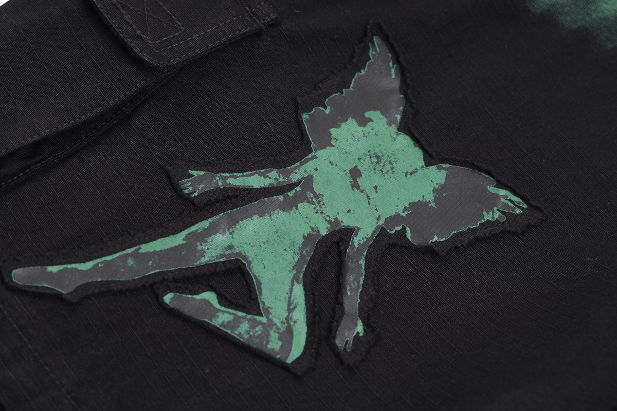 SAMPLE ZIP OFF EMBROIDERED CARGOS - BLACK