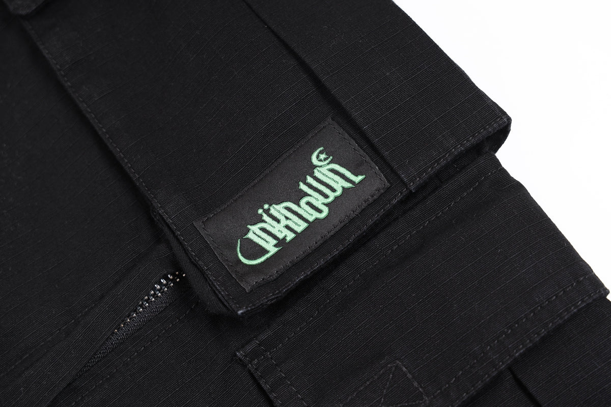 SAMPLE ZIP OFF EMBROIDERED CARGOS - BLACK