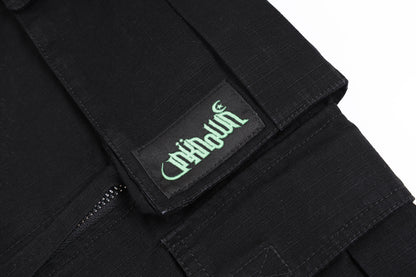 SAMPLE ZIP OFF EMBROIDERED CARGOS - BLACK