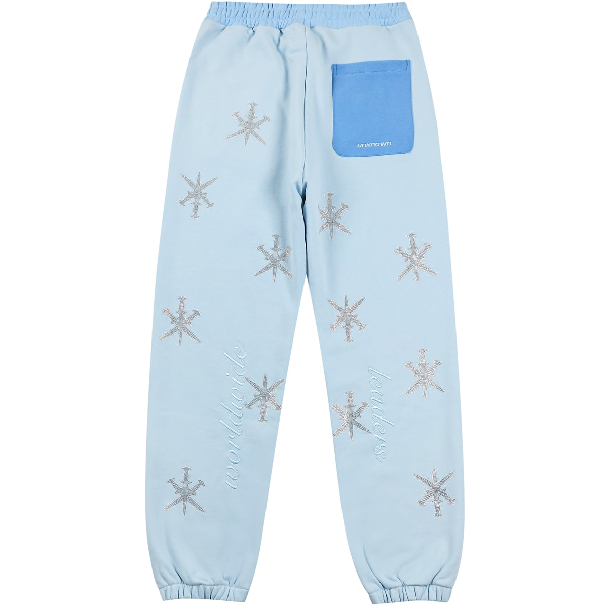 Panelled Blue Rhinestone Joggers – Unknown London