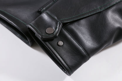 UNKNOWN LONDON】DAGGER MONOGRAM LEATHER JACKET