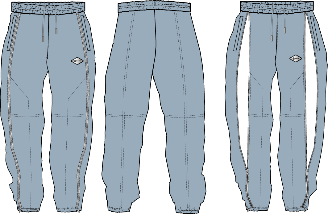 BABY BLUE / WHITE ZIPPED TRACK PANTS