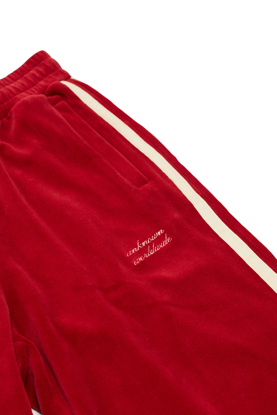 Red Velour Track Pants