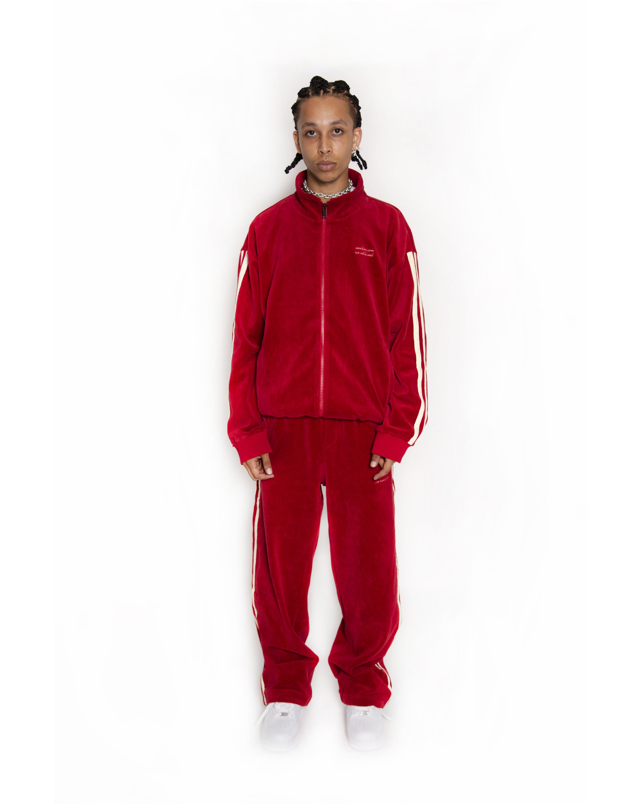 Red Velour Track Pants – Unknown London