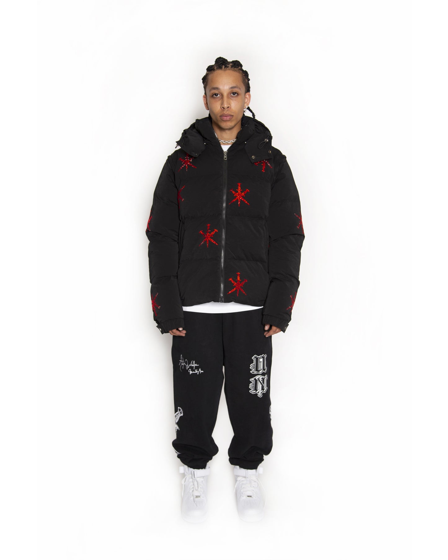 SAMPLE BLACK/RED RHINESTONE PUFFER