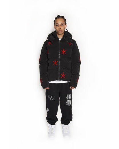 SAMPLE BLACK/RED RHINESTONE PUFFER