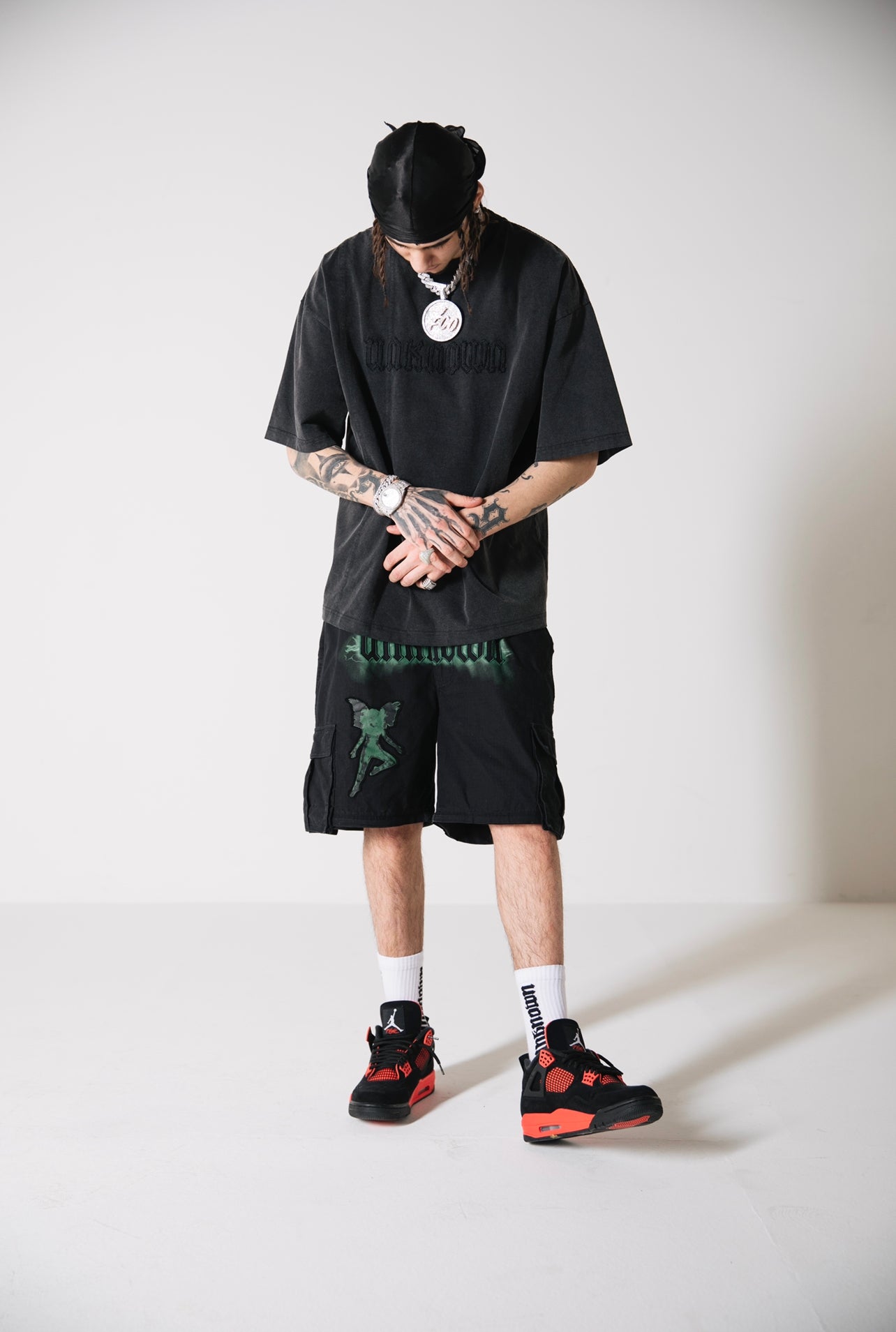 SAMPLE ZIP OFF EMBROIDERED CARGOS - BLACK
